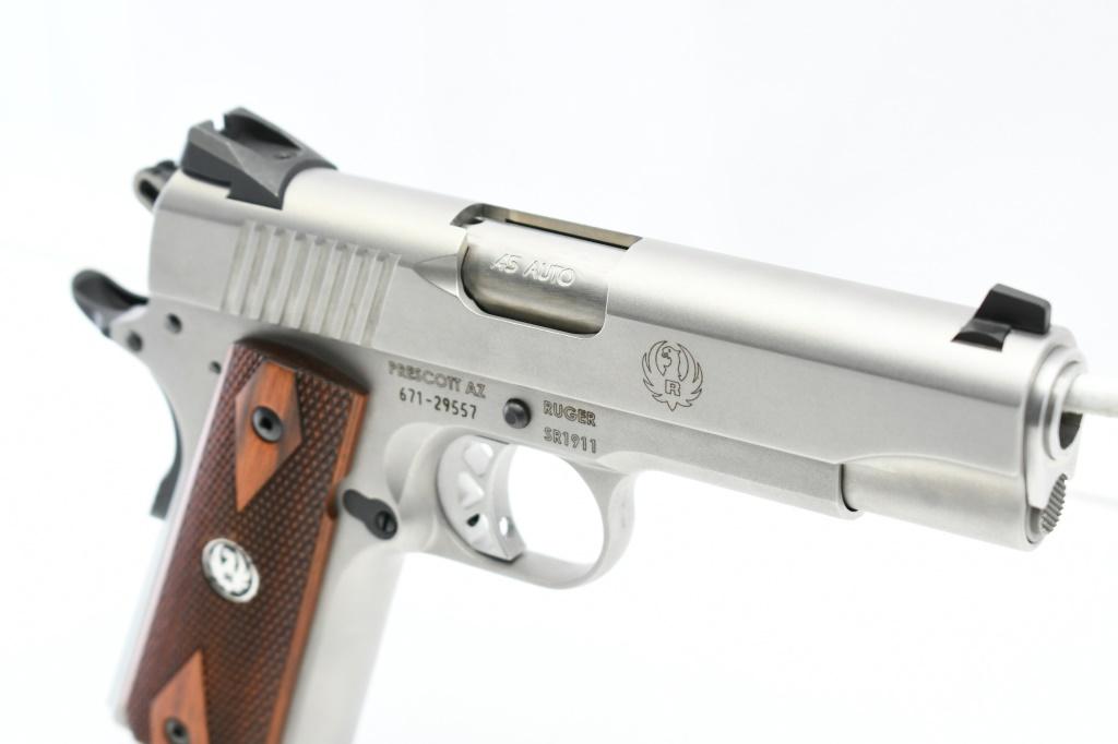 Ruger, SR1911 Full Size - Stainless, 45 ACP, Semi-Auto (W/ Box & Case), SN - 671-29557