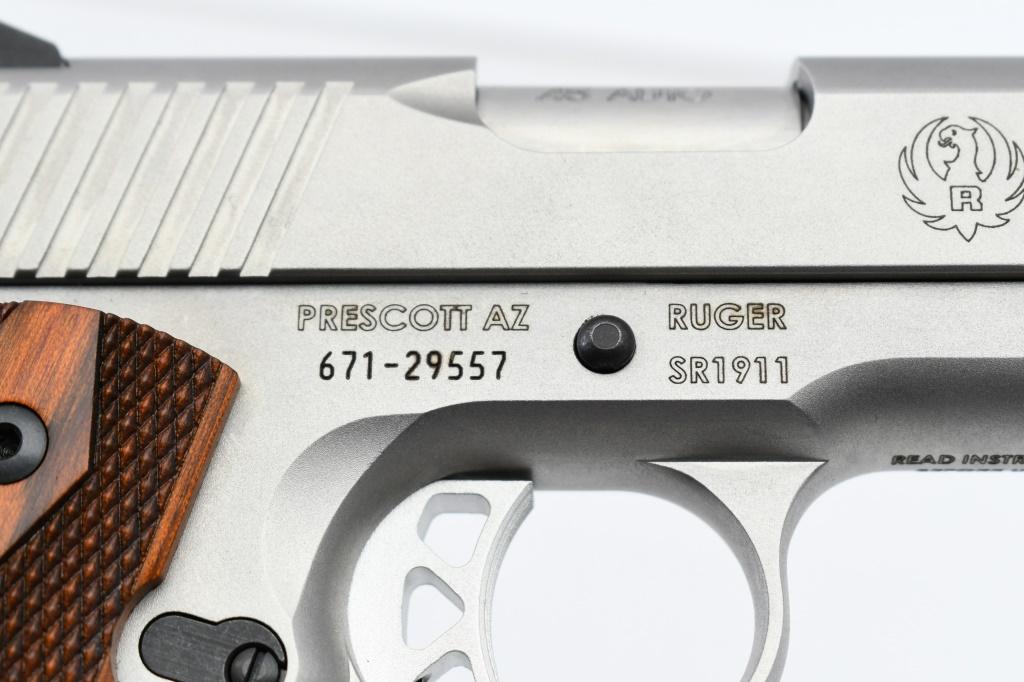 Ruger, SR1911 Full Size - Stainless, 45 ACP, Semi-Auto (W/ Box & Case), SN - 671-29557