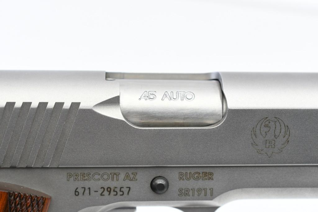 Ruger, SR1911 Full Size - Stainless, 45 ACP, Semi-Auto (W/ Box & Case), SN - 671-29557