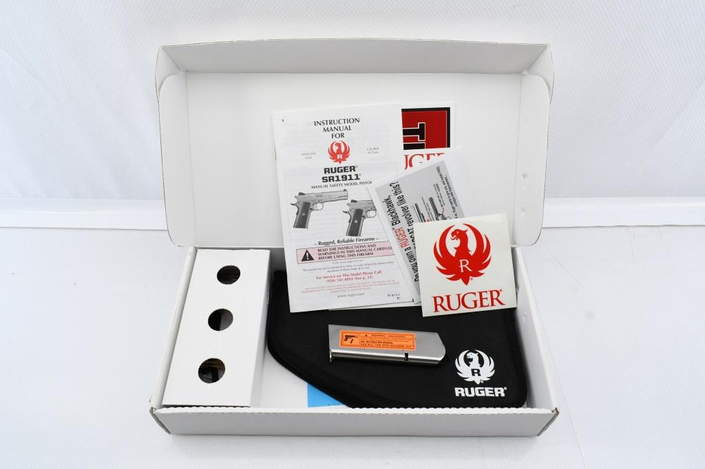 Ruger, SR1911 Full Size - Stainless, 45 ACP, Semi-Auto (W/ Box & Case), SN - 671-29557
