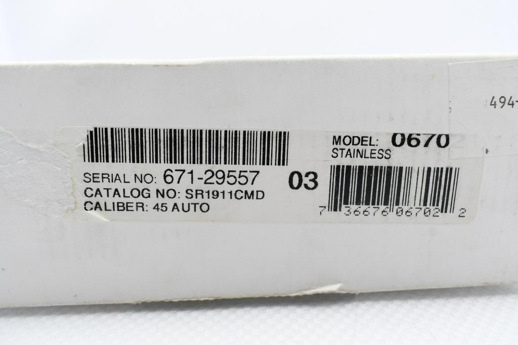 Ruger, SR1911 Full Size - Stainless, 45 ACP, Semi-Auto (W/ Box & Case), SN - 671-29557