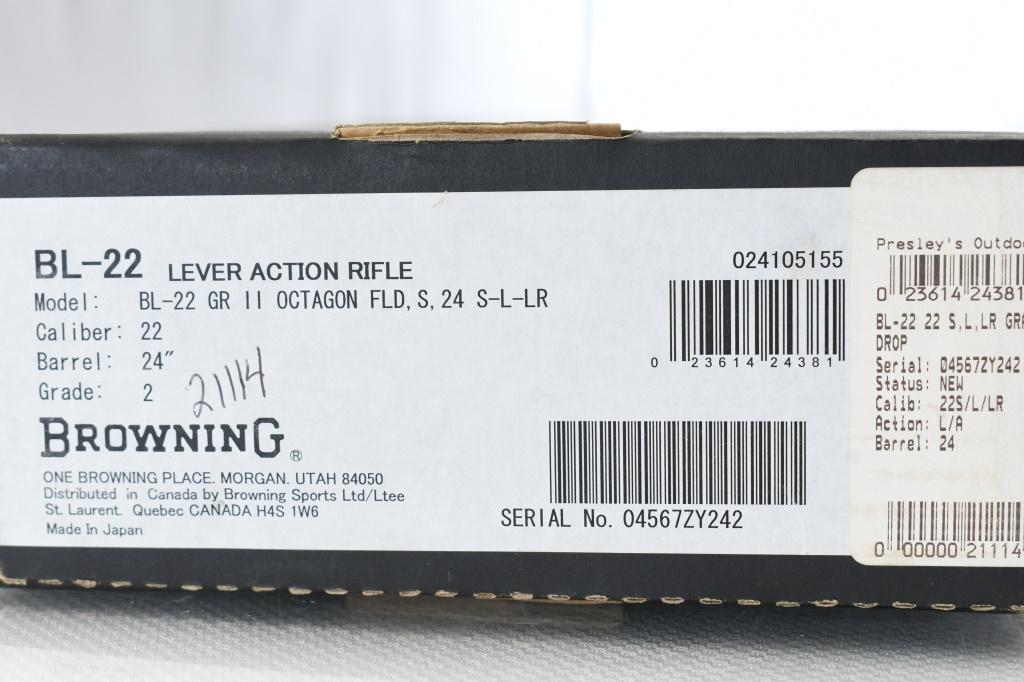Browning, BL-22 Grade II - Satin Nickel , 22 S L LR, Lever-Action (NIB), SN - 04567ZY242