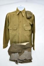 Circa WWII U.S. Military - Trousers, Shirt & Garrison Cap
