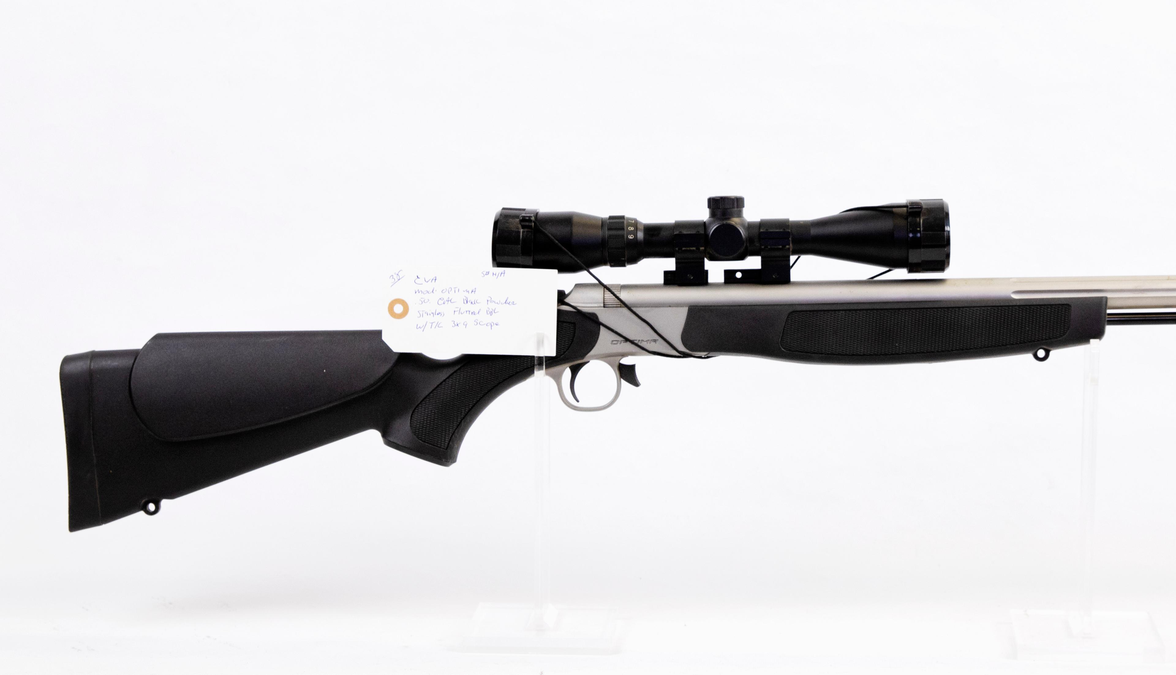 CVA mod Optima .50 cal black powder stainless fluted barrel w/ TK 3x9 scope ser# N/A