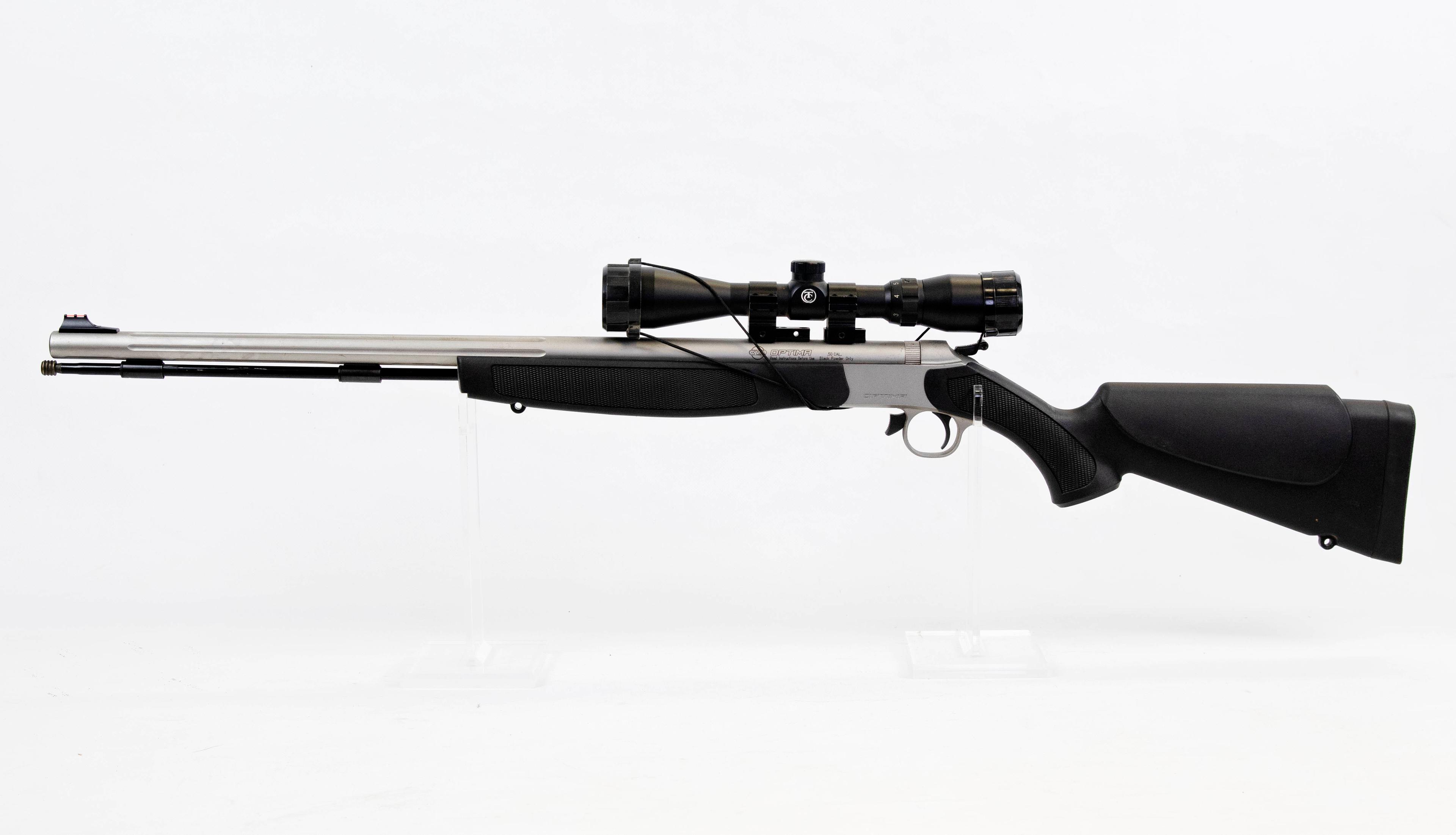 CVA mod Optima .50 cal black powder stainless fluted barrel w/ TK 3x9 scope ser# N/A