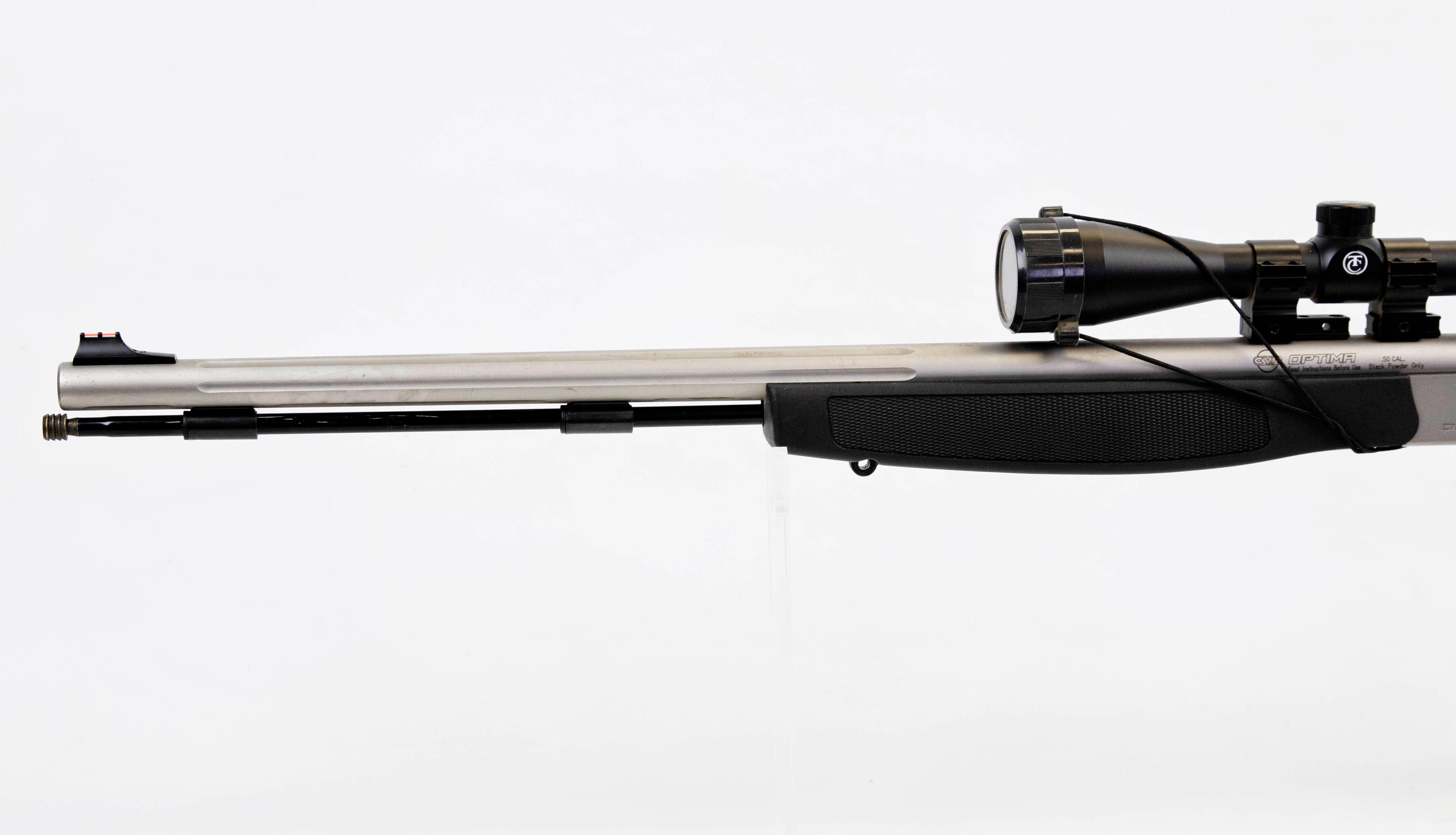 CVA mod Optima .50 cal black powder stainless fluted barrel w/ TK 3x9 scope ser# N/A