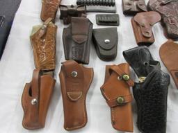12 leather holsters + 6  leather  ammo pouches