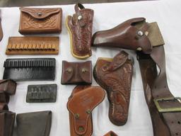 12 leather holsters + 6  leather  ammo pouches