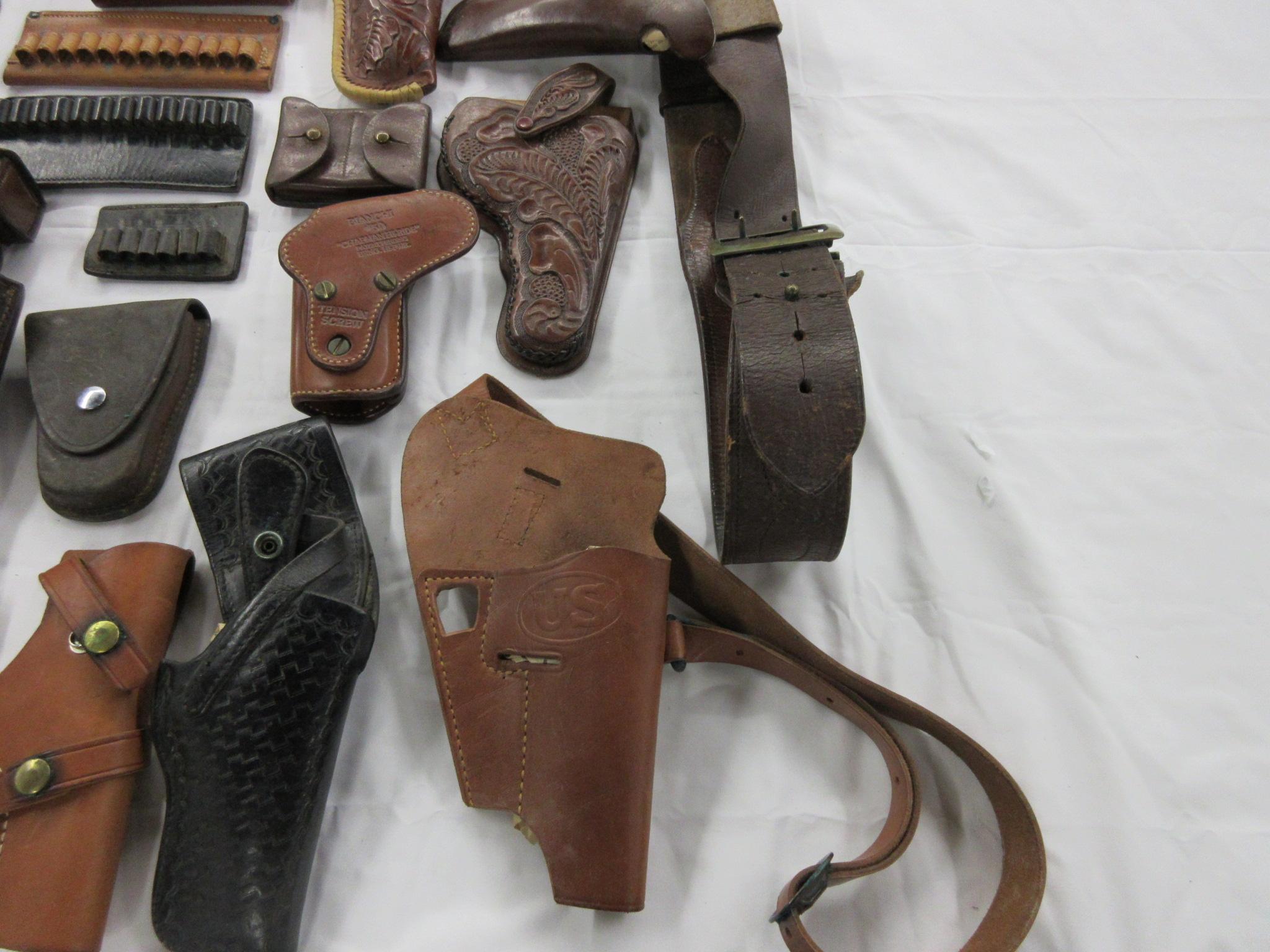 12 leather holsters + 6  leather  ammo pouches