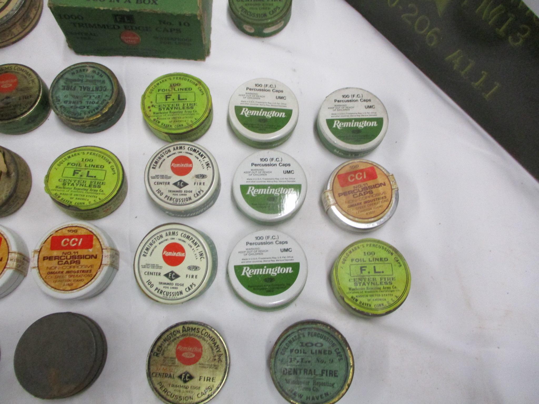 75+ tins vintage Black Powder percussion caps