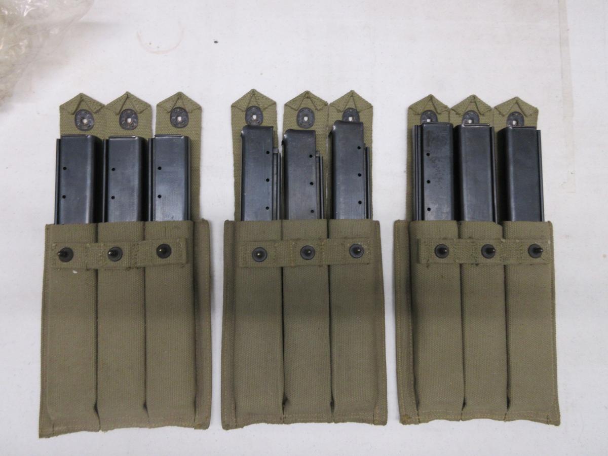 3 USMC pouches w/45 cal submachine gun magazines