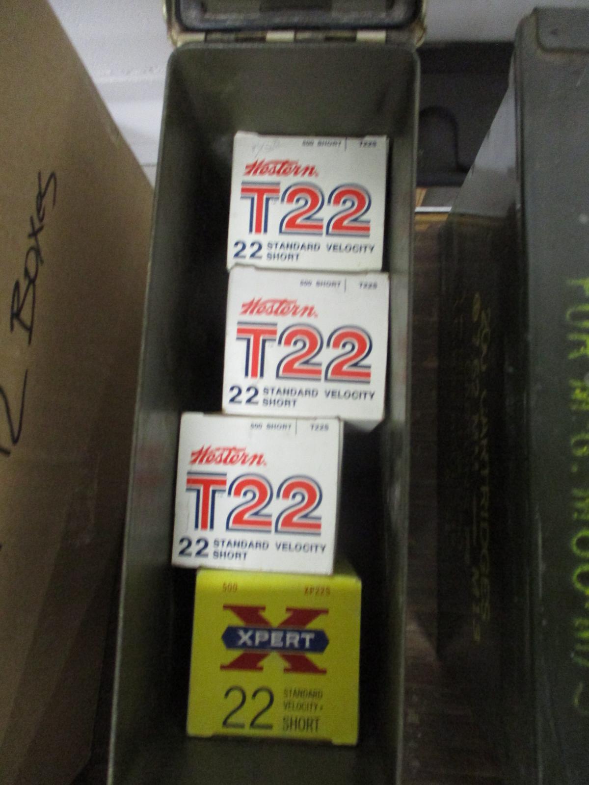 Ammo box of assorted 22 short caliber