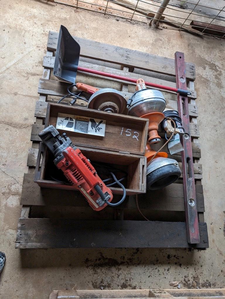 PALLET W/HEAVY DUTY REBAR CUTTER & TOOLS