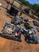(7) PALLETS OF TOOLS, DOLLY, BIKE, WIRE, ETC