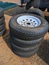 4 NEW 205/75R15 TIRES ON RIMS