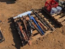PALLET W/TOW HITCH, TOOLS, ETC