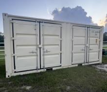 NEW 20FT METAL STORAGE CONTAINER W/SIDE DOORS