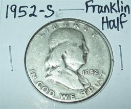 1952-S Franklin Half Dollar Silver Coin
