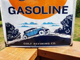 Porcelain Enamel Sign That Good Gulf Gasoline Gulf Refining Co Station Sign