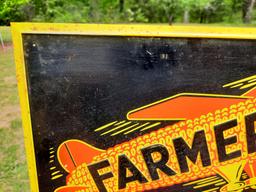 Old Tin Metal Embossed Farmers Hybrid Hogs Sign