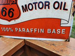 Porcelain Phillips 66 Motor Oil 100% Paraffin Base Dealer Sign