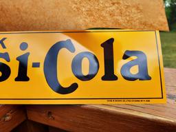 Old NOS New Old Stock Metal Drink Pepsi Cola Sign Chas W Shonk Litho Chicago Mint Tacker Sign