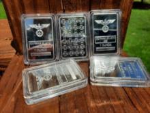 5 1 Ounce 999 German Silver Nazi German Bars In Protective Cases Swastika Eagle