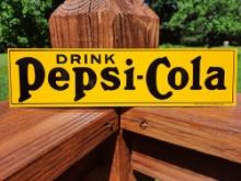 Old NOS New Old Stock Metal Drink Pepsi Cola Sign Chas W Shonk Litho Chicago Mint Tacker Sign