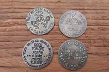 Lot of 4 Brass Brothel Whore House Tokens