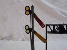 Lot of 2 Pre War Metal Signal Light & Lionel Lighted Signal Bridge