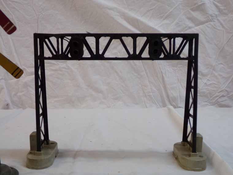 Lot of 2 Pre War Metal Signal Light & Lionel Lighted Signal Bridge