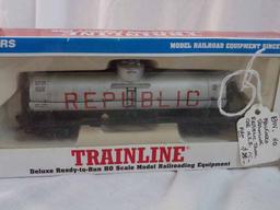 Lot of 5 Includes M-STL Coal Car, Burlgtn. Hi-Cube Boxcar, Walther Train Line Republic Tanker, B&M H