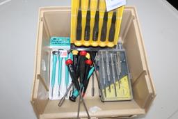 Box Of Precision Screwdrivers, Nut Drivers, Star Drivers.