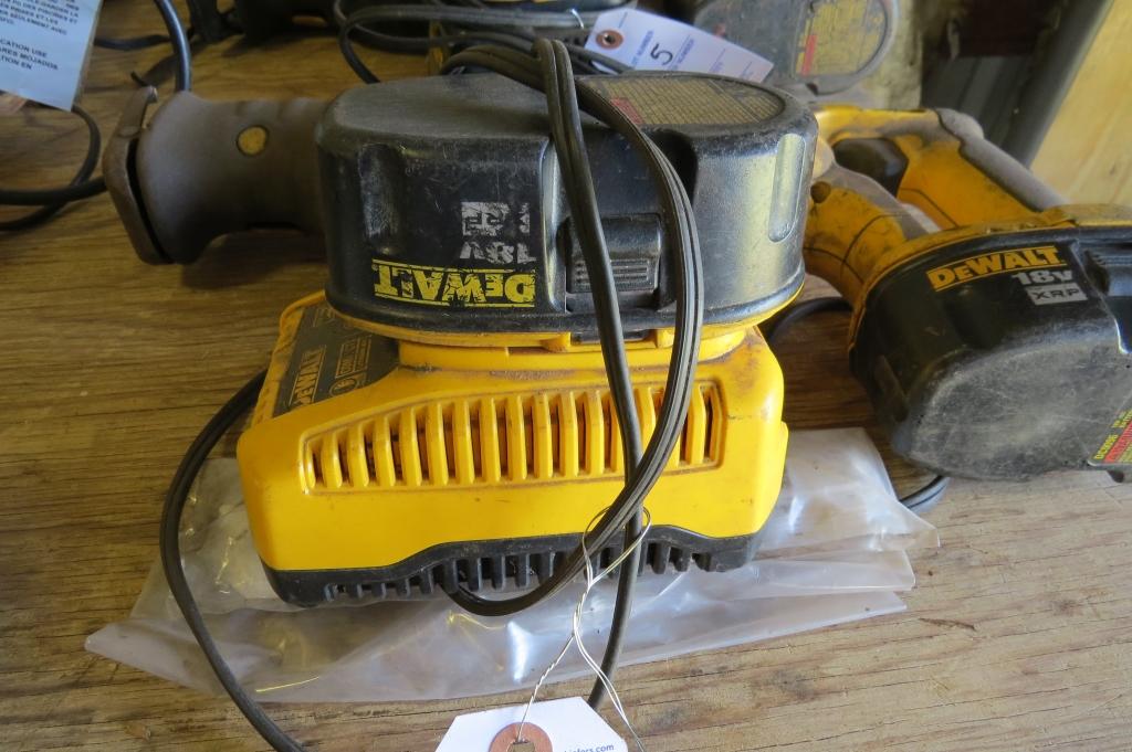 Dewalt DC385 Reciprocating Saw includes two 18V batteries and battery charger