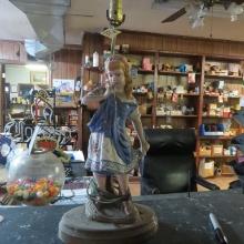 Vintage Peasant Girl Cermaic Lamp-Holland Mold