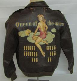A-2  Bomber "Walking Out" Jacket W/Nose Art-Early Aero Leather Private  Purchase Tag (U121)