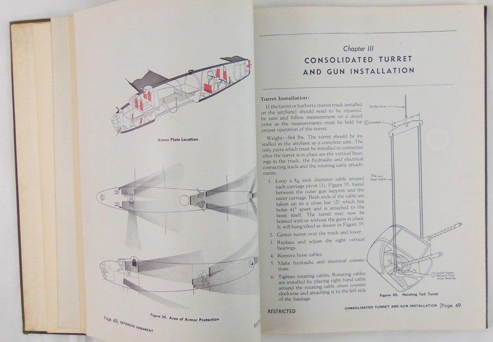 Rare Restricted B-24D Armament Instruction Hard Cover Manual