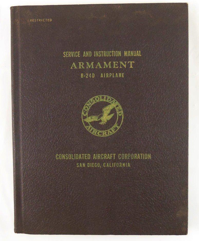 Rare Restricted B-24D Armament Instruction Hard Cover Manual