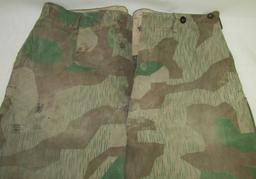 WW2 Combat Worn German Army Soldier's Splinter Pattern Camo Field Pants.