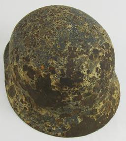 Ground Dug Relic M35 Double Decal Helmet With Trace Remnants Of Snow Camo Finish (HG-54)