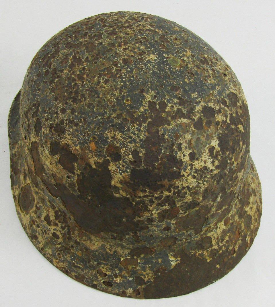 Ground Dug Relic M35 Double Decal Helmet With Trace Remnants Of Snow Camo Finish (HG-54)