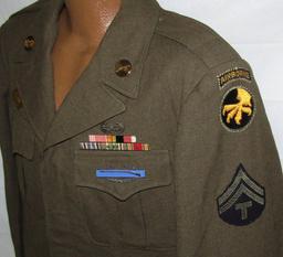Named WW2  "Operation Dragoon" 17th Airborne 194th GIR Ike Jacket/Photos/Invasion Flag Grouping