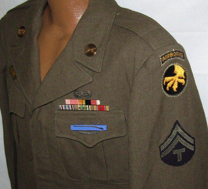 Named WW2  "Operation Dragoon" 17th Airborne 194th GIR Ike Jacket/Photos/Invasion Flag Grouping