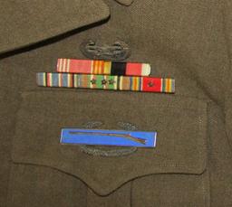Named WW2  "Operation Dragoon" 17th Airborne 194th GIR Ike Jacket/Photos/Invasion Flag Grouping