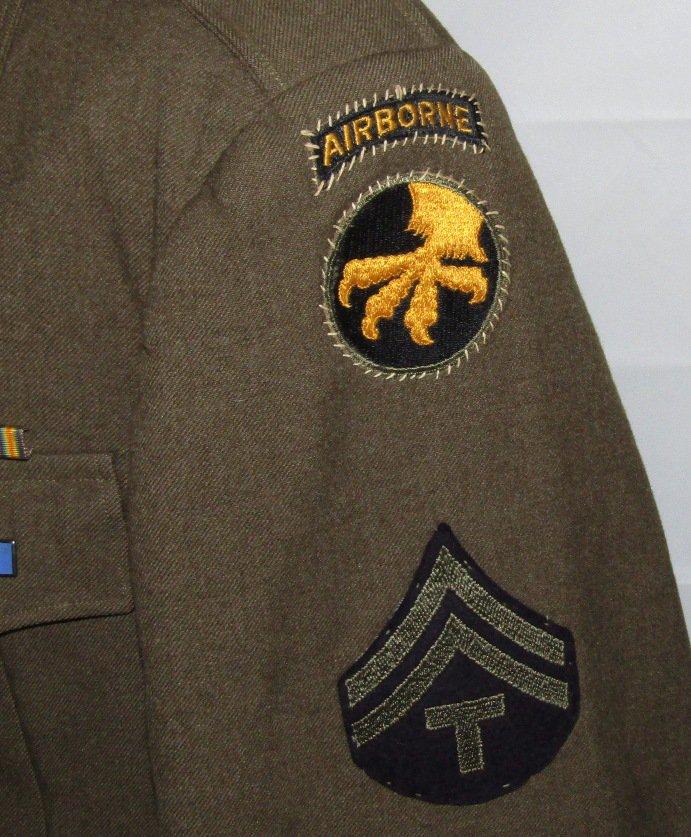 Named WW2  "Operation Dragoon" 17th Airborne 194th GIR Ike Jacket/Photos/Invasion Flag Grouping
