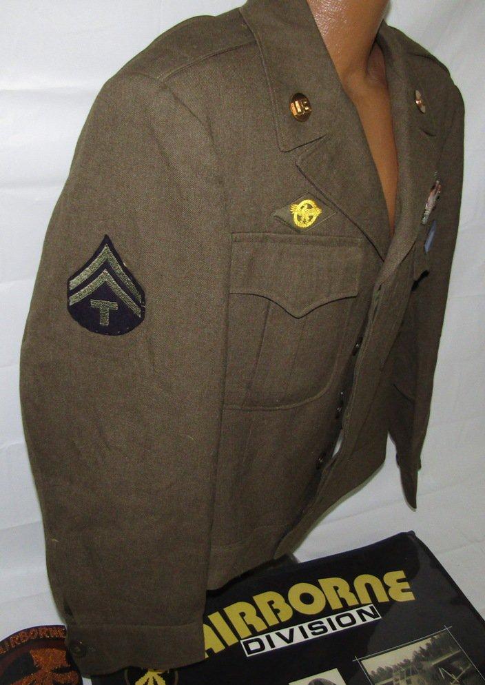 Named WW2  "Operation Dragoon" 17th Airborne 194th GIR Ike Jacket/Photos/Invasion Flag Grouping
