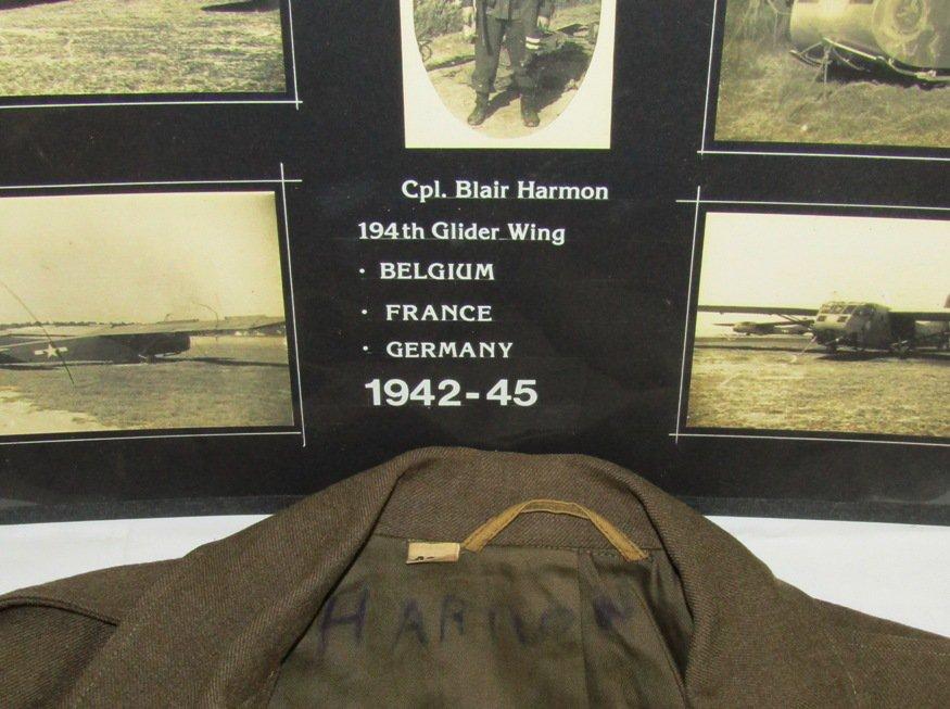 Named WW2  "Operation Dragoon" 17th Airborne 194th GIR Ike Jacket/Photos/Invasion Flag Grouping
