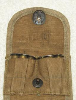 Rare WW1 M1917 .45 Revolver Drop Down Ammo Pouch With Clip Ammo