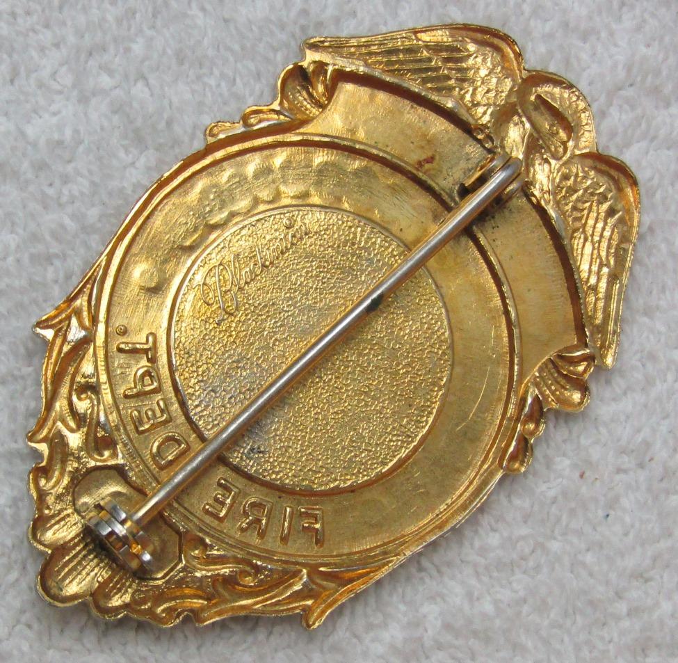Ca. 1950-60's "PELHAM BATESVILLE, S.C. FIRE DEPT. LIEUTENANT" Badge
