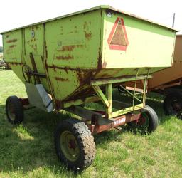 953. Parker 170 Bushel +/- Gravity Box on MN 6 Ton Wagon